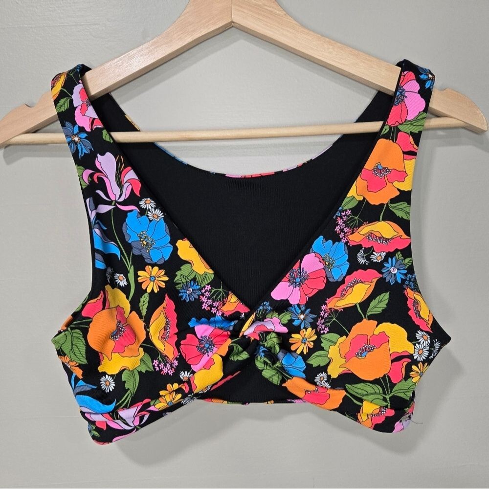 Victorias Secret Pink Gym To Swim Floral Reversible Top